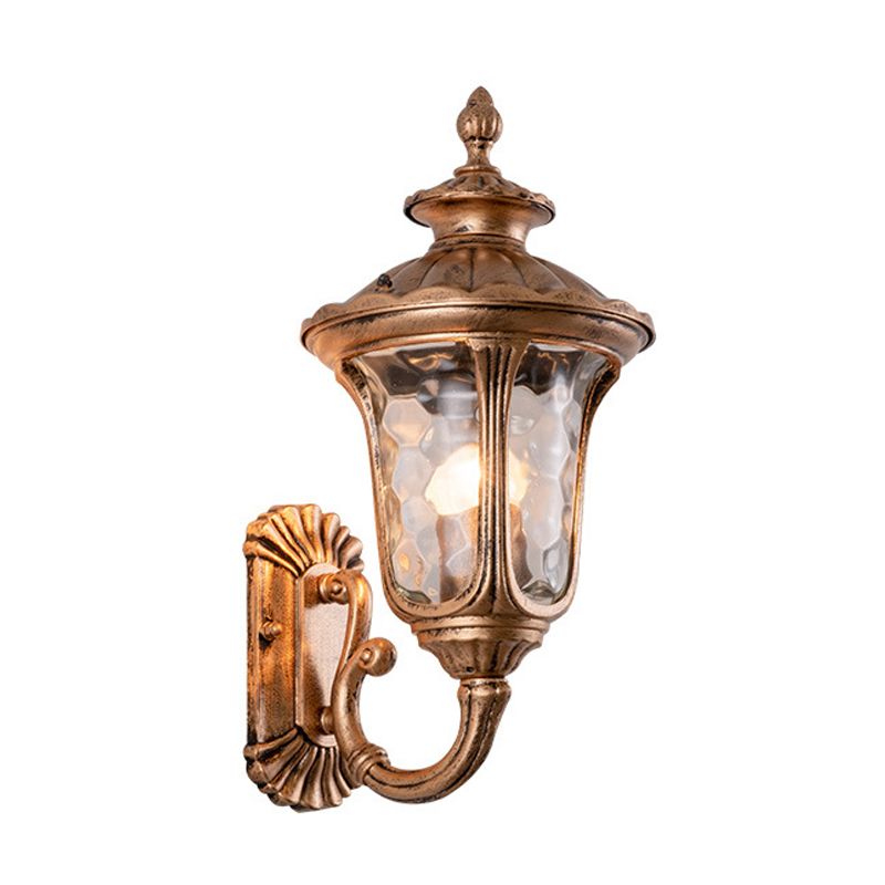 Countryside Acorn Sconce Light Fixture 1 Bulb Water Glass Wall Mounted Lamp in Brass