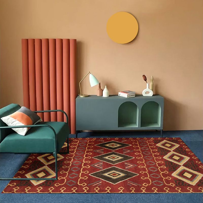 Orange Modern Rug Polyester Graphic Indoor Rug Non-Slip Backing Rug for Home Decor