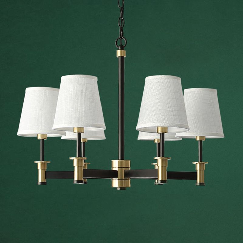 Barrel Pendant Chandelier Contemporary Fabric 6/8 Lights White Hanging Light for Living Room