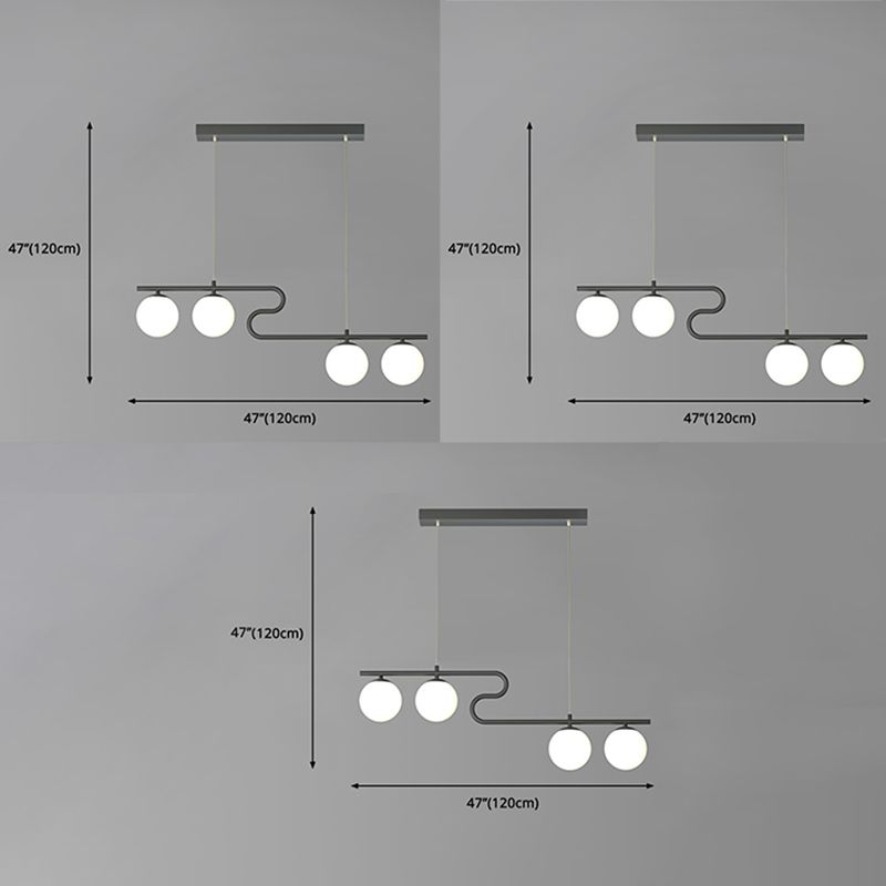 Lampadario lineare unico contemporaneo a 4 luci, lampadine incluse