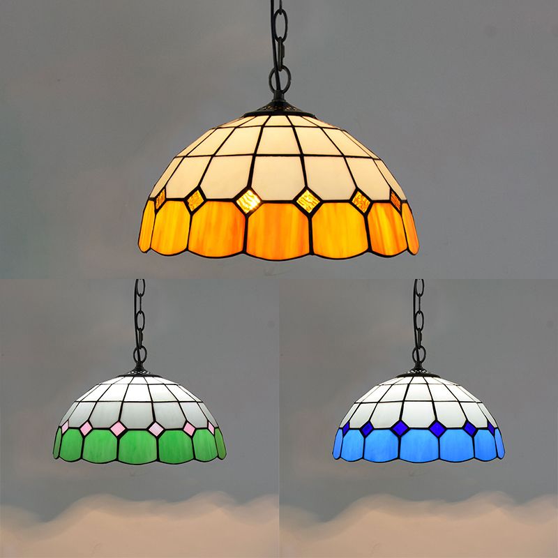 Schüsselform mehrfarbiger Buntglashänge -Lichter Barock -Einzelanhänger für Esszimmer