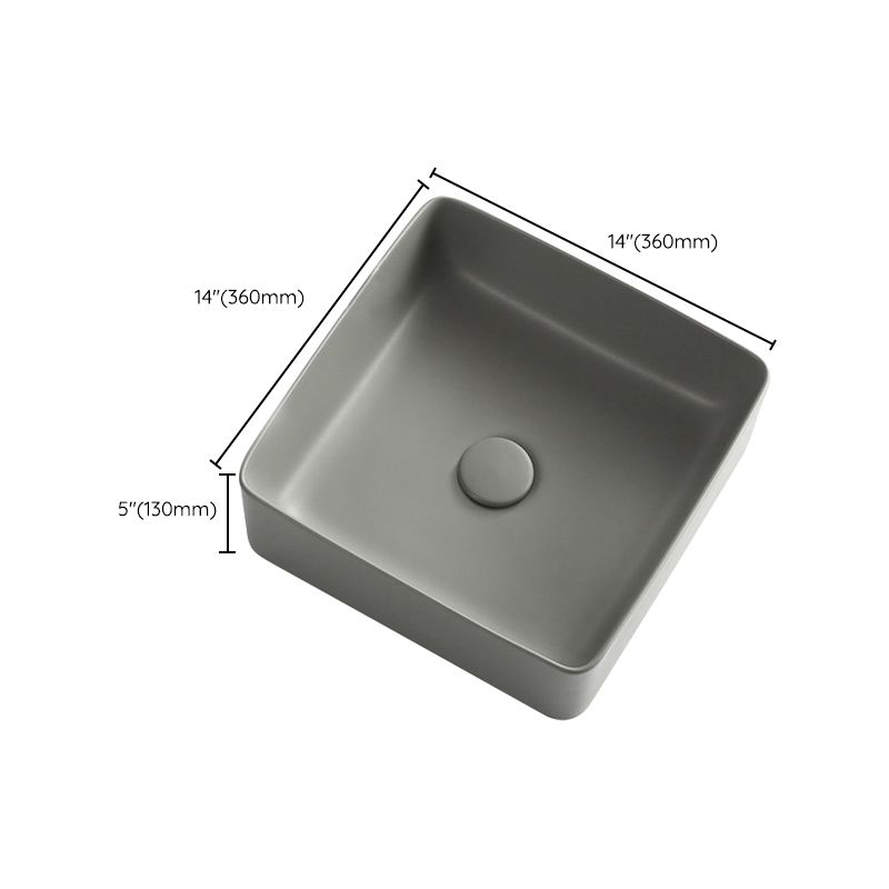 Modern Bathroom Sink Porcelain Rectangular with Pop-Up Drain Vessel Lavatory Sink