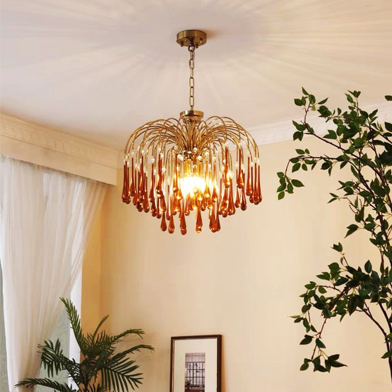 American Metal Chandelier Brown Brawn Tecrid Hasped Hanging Light for Bedroom