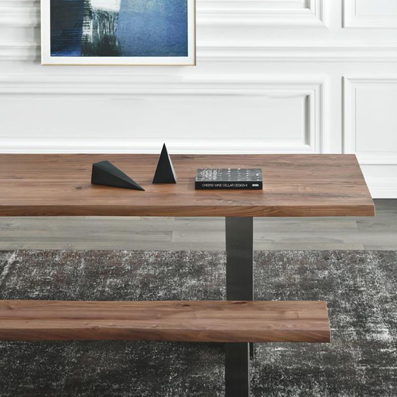 Rectangle Double Pedestal Luxury Dining Table Fixed Table with Solid Wood