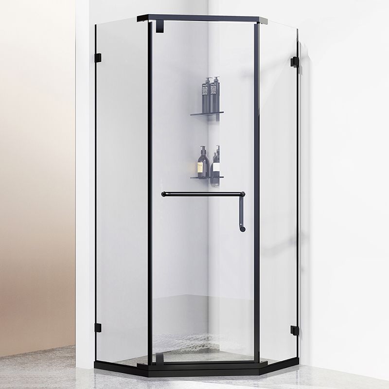 Neo-Angle Tempered Glass Shower Enclosure Black Framed Shower Kit