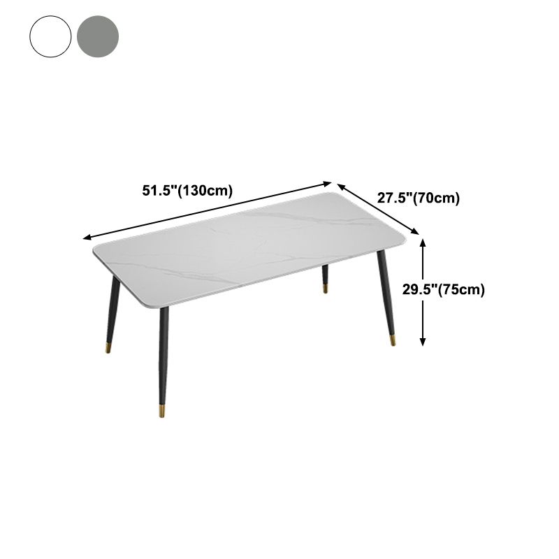Modern 4 Legs Dining Table Stone and Steel Rectangle Counter Dining Table