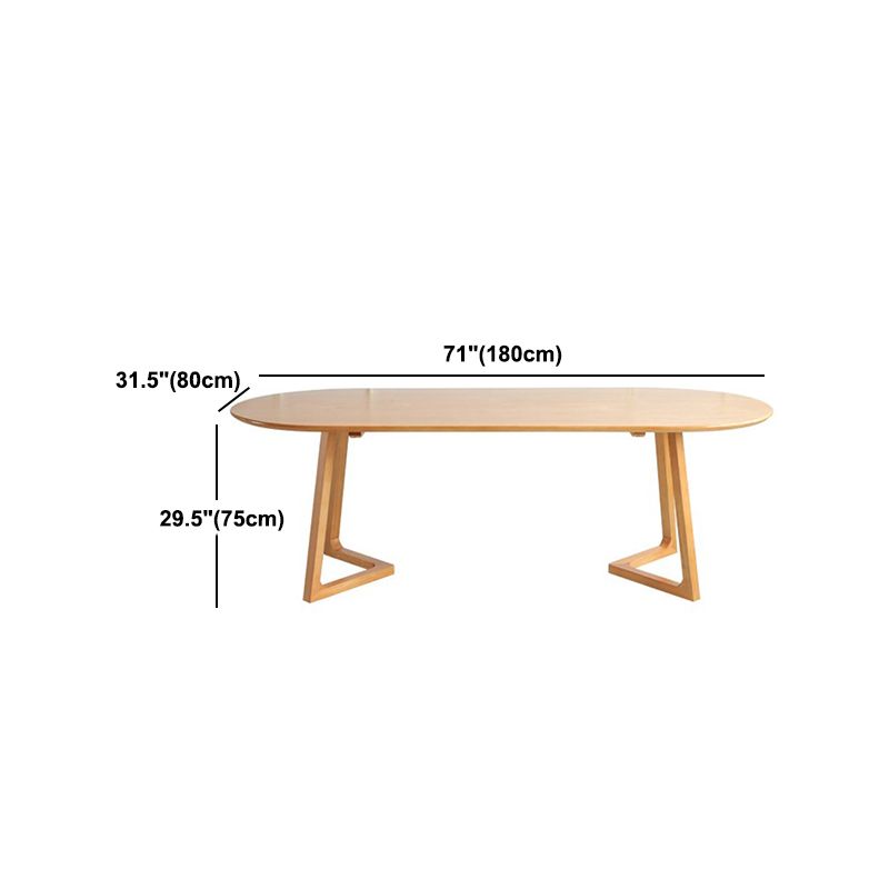 Natural Solid Wood Dining Site Table Oval Modern Double Pedestal Dining Table