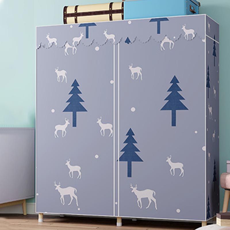 Gold Steel Frame Wardrobe Armoire Contemporary Style Wardrobe for Bedroom