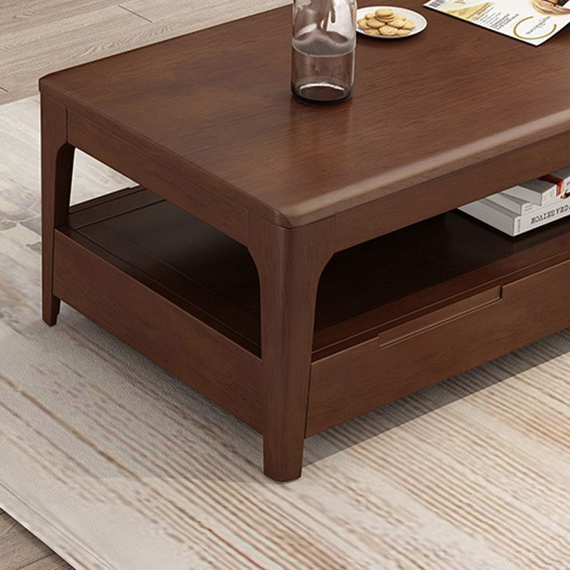 17.7" Tall Wood Rectangular Table Top 4 Legs Coffee Table with Storage