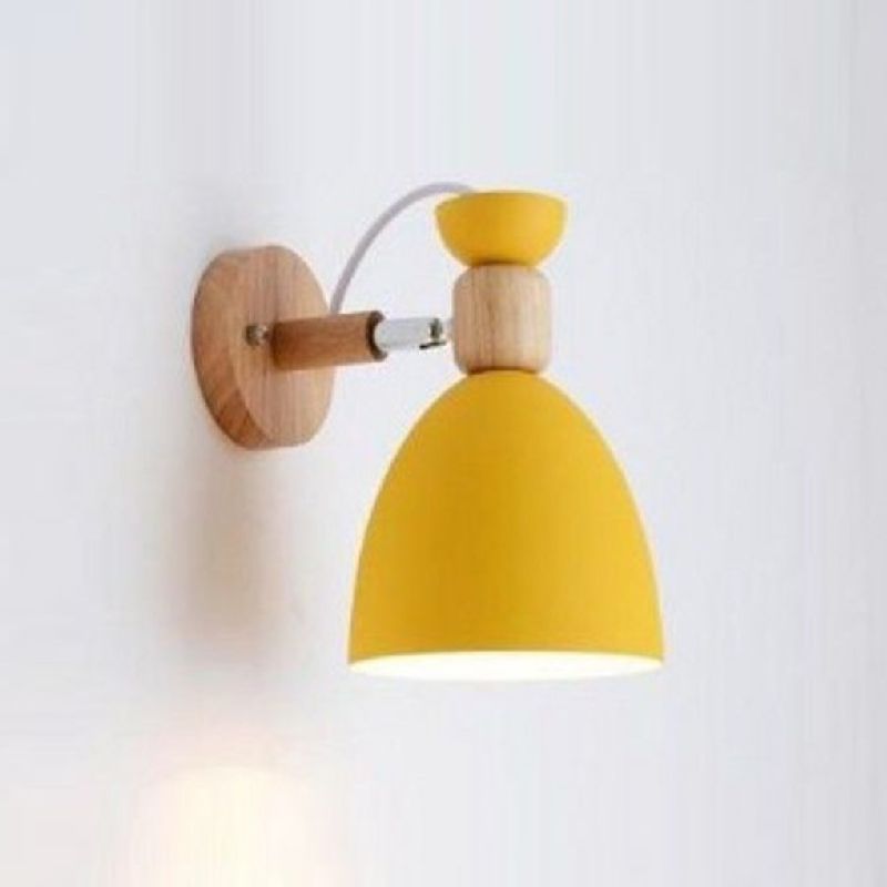 Macaron Cone Shape Wall Sconce Metal 1 Light Sconces for Bedroom