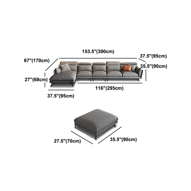 Grey Faux Leather Sofa/Sectionals with Wear-Resistant and Stain-Resistant