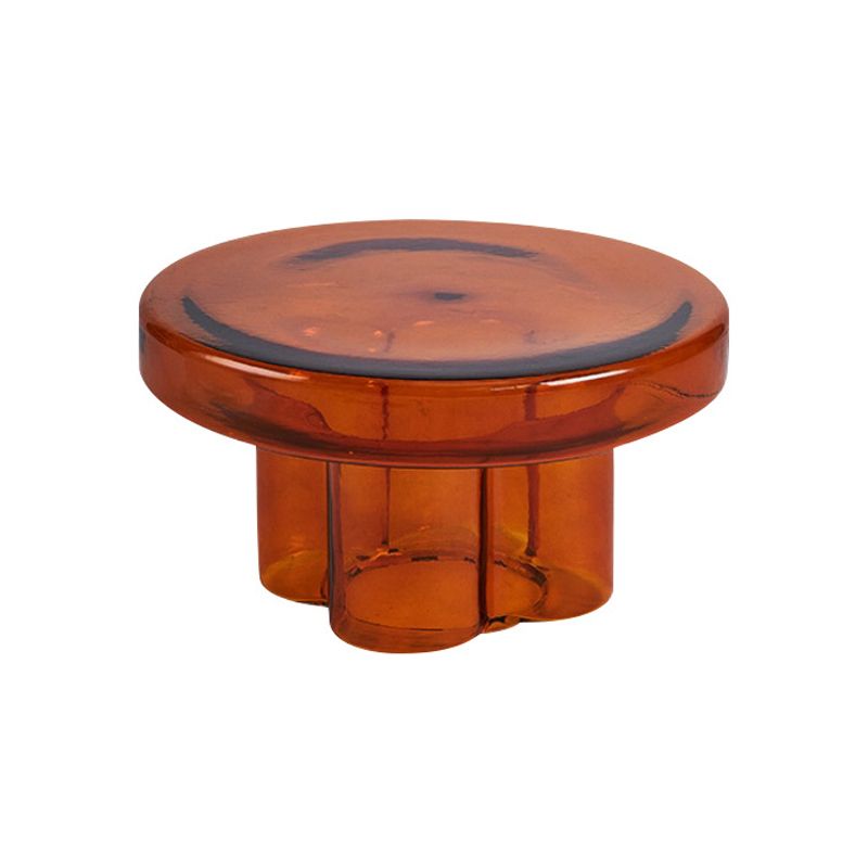 Contemporary Round Side Table Pedestal Clear Glass End Table