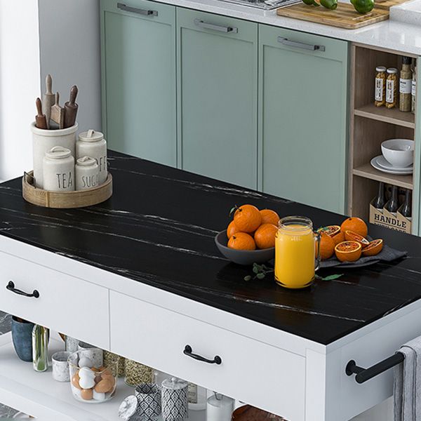 Dining Room Kitchen Island Table Modern Marble Prep Table with Open Storage