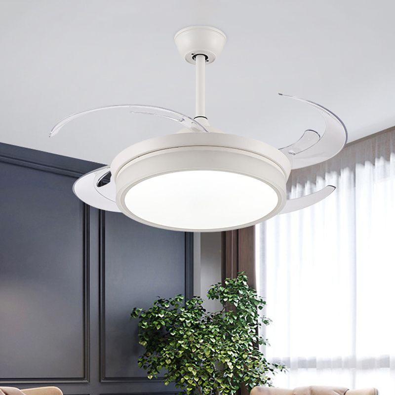 Acryl weiße Anhänger Lüfter leichte runde 48 "W LED minimalistische Halbflush -Deckenleuchte für Wohnzimmer, 8 klare Klingen