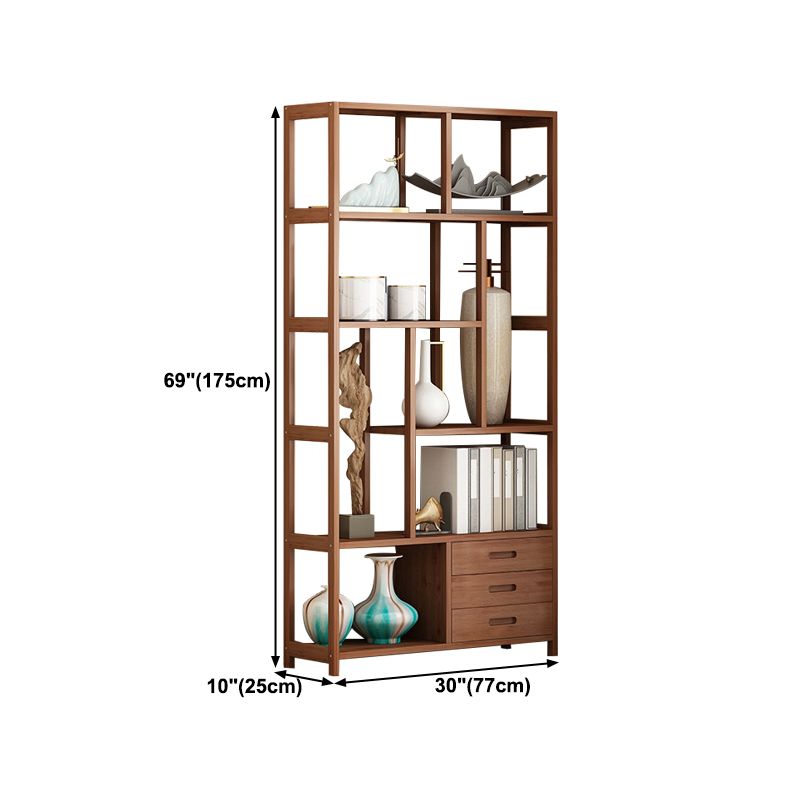 Etagere Shelf Bookcase Brown Vertical Bookshelf for Home Office