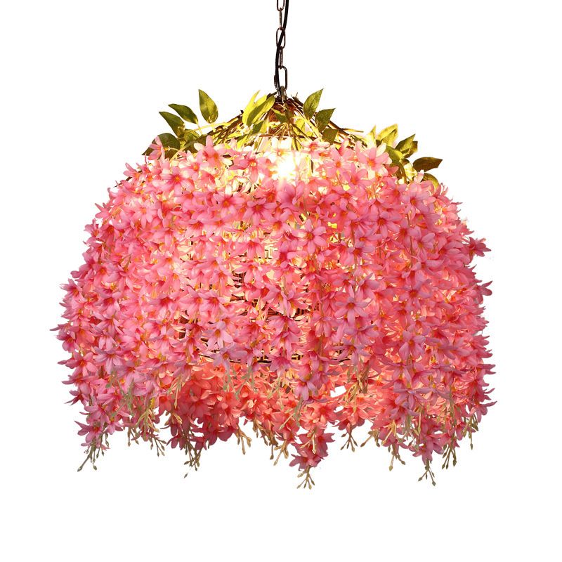 Cluster di fiori in stile Nordico Appedisci un ciondolo di illuminazione decorativa con catena sospesa regolabile