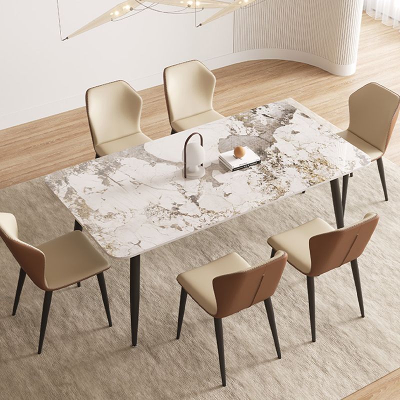 Modern 4 Legs Dining Table Sintered Stone Rectangle Table for Home