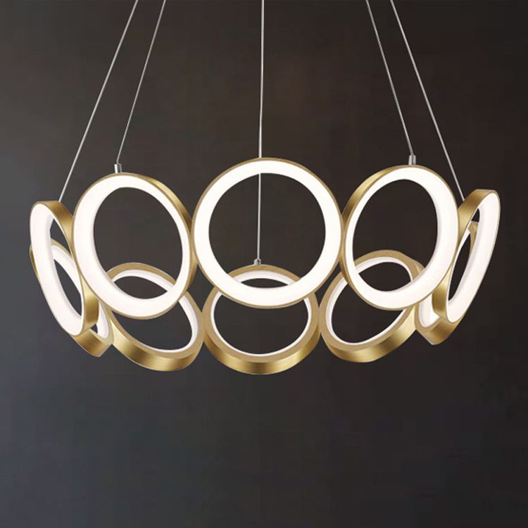 Circles Chandelier Lighting Fixture Modern LED Stainless Steel Hanging Chandelier Lamp