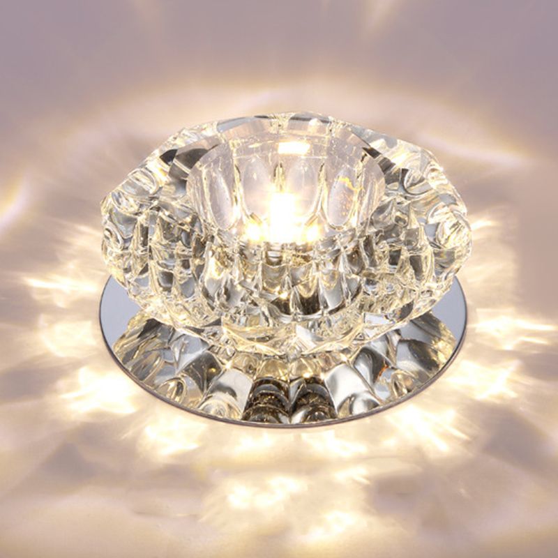 Modern Style Bowl Shape Ceiling Light Crystal 3 Light Ceiling Light with Hole 2-3.5'' Dia