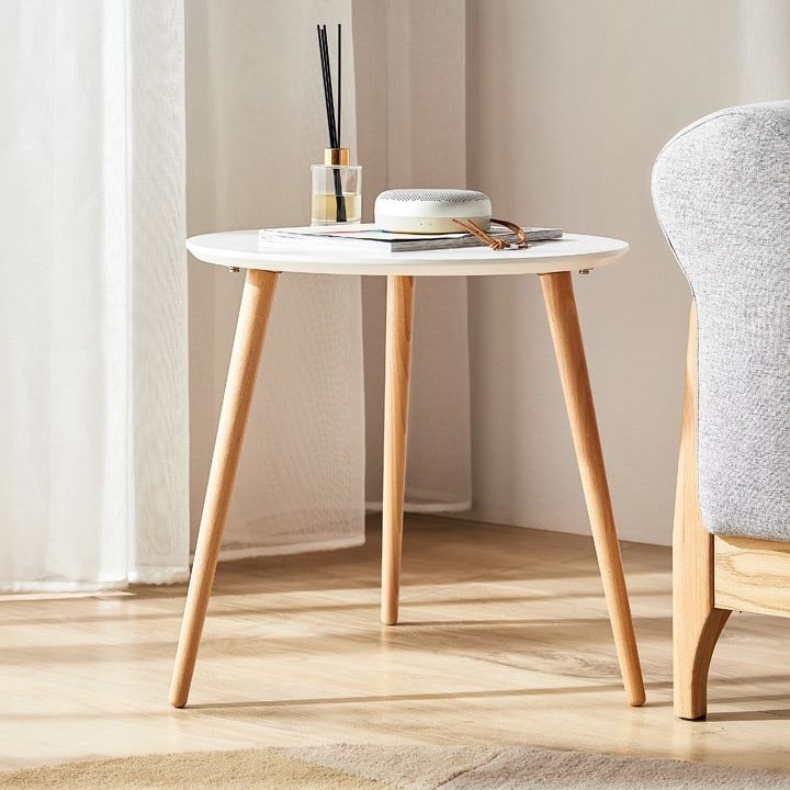 Contemporary Wood 3 Legs Round Living Room Accent Side Table