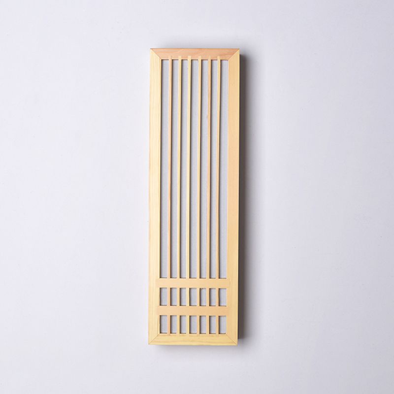 Japanese Style Wood Wall Light Cuboid LED Wall Sconce in Yellow for Bedroom