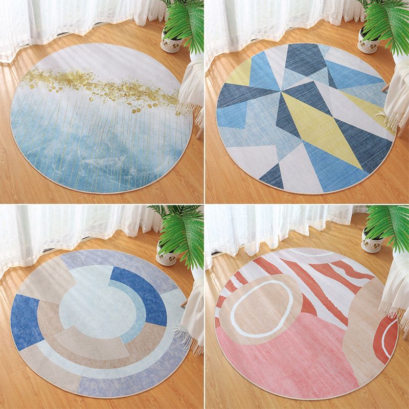 Cute Bedroom Rug Multi Colored Cartoon Printed Area Carpet Synthetics Non-Slip Backing Washable Indoor Rug