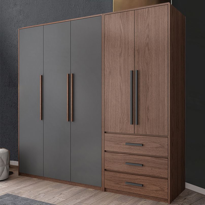 Contemporary Wardrobe with Garment Rod Engineered Wood Wardrobe Closet