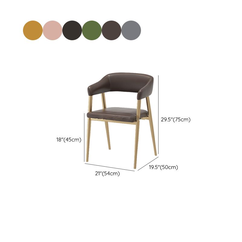 Faux Leather Kitchen Dining Chairs Upholstered Arm Chairs with Metal Base