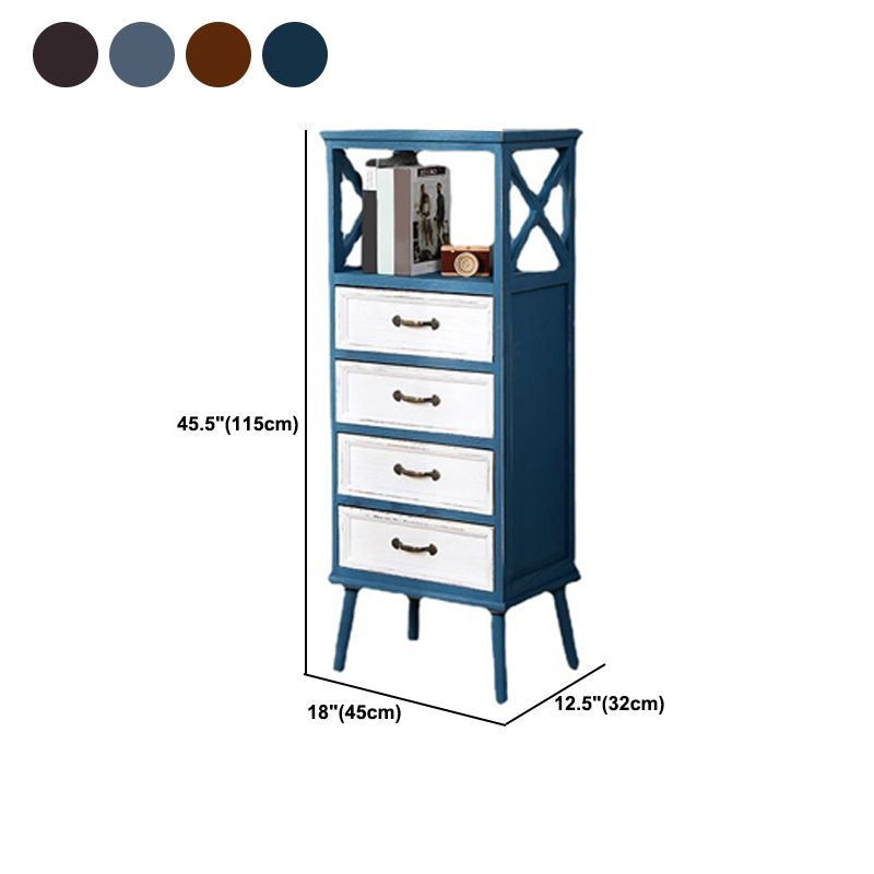 Contemporary Wood Accent Chest with Drawers and Shelf 12.59" Wide