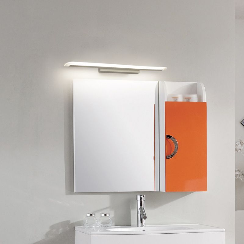 1 Light Linear Vanity Lighting Fixtures Modern Style Metal LED Mirror Lights in White