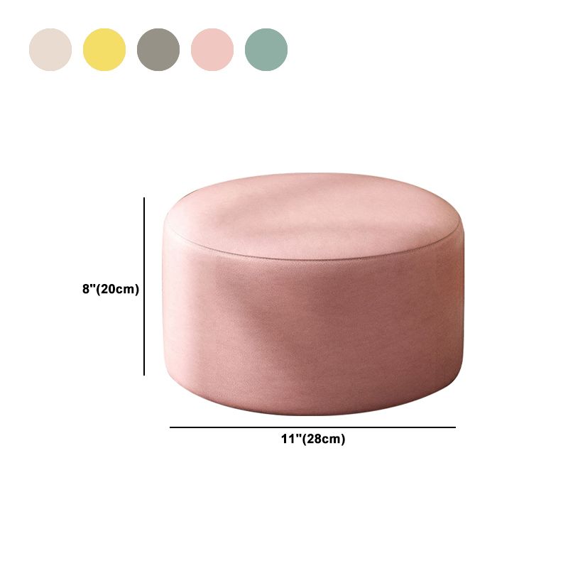 Modern Stain Resistant Standard Round Yellow Leather Ottoman for Living Room