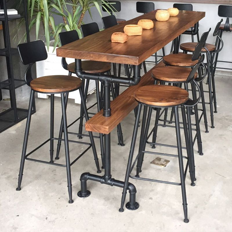 Modern Pub Height Bar Table Rectangle Top Bar Table with Black Base