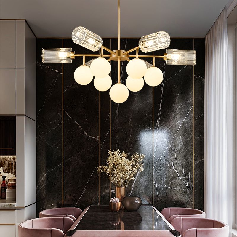 Soggiorno Lighting Hanging G4 e G9 Glass 13 Luci Luce lampadario elegante in ottone