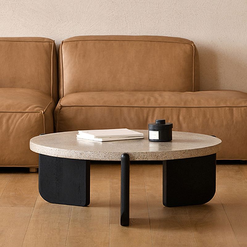 Single 3 Legs Coffee Table Wooden Modern Beige/Brown/Black Cocktail Table