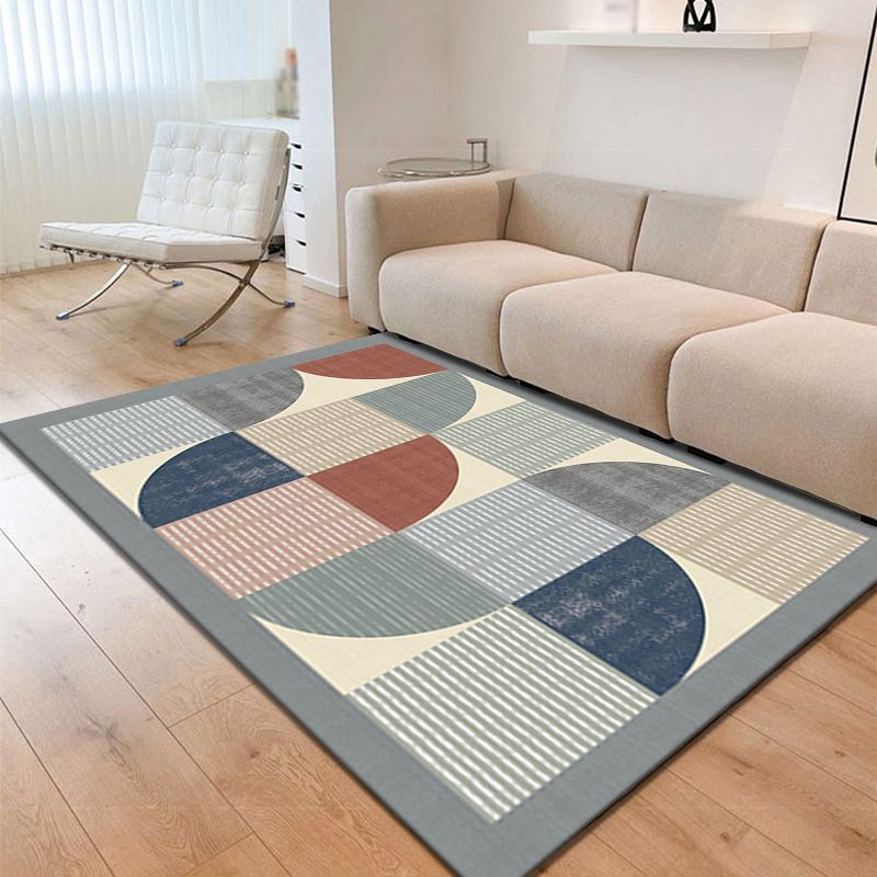 Black Modern Rug Polyester Pattern Rug Non-Slip Backing Area Rug for Home Decor