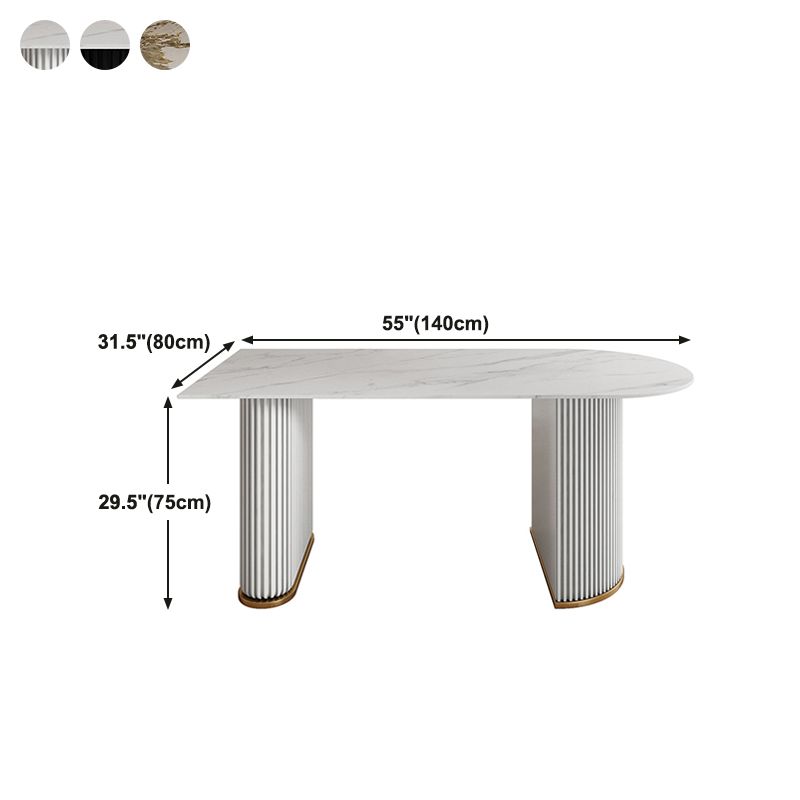 Free Form Sintered Stone Table for Restaurant Luxury Table with Double Pedestal