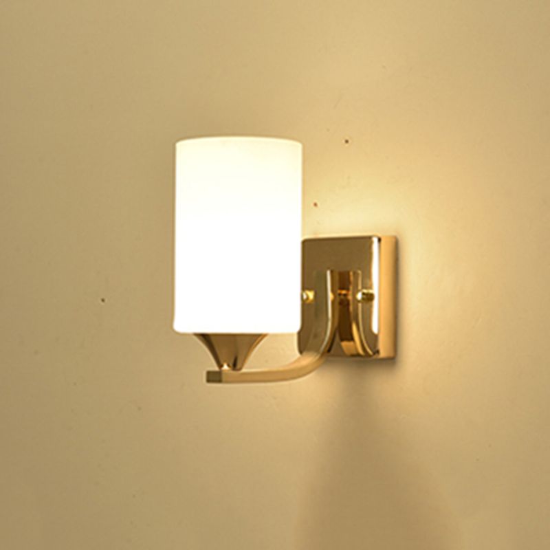 Round Disc Shade Wall Lighting Modern Simple Style Glass 1 Light Sconce Light in Gold