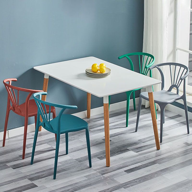 Contemporary Stackable Chairs Dining Kitchen Arm Chair with Plastic Legs