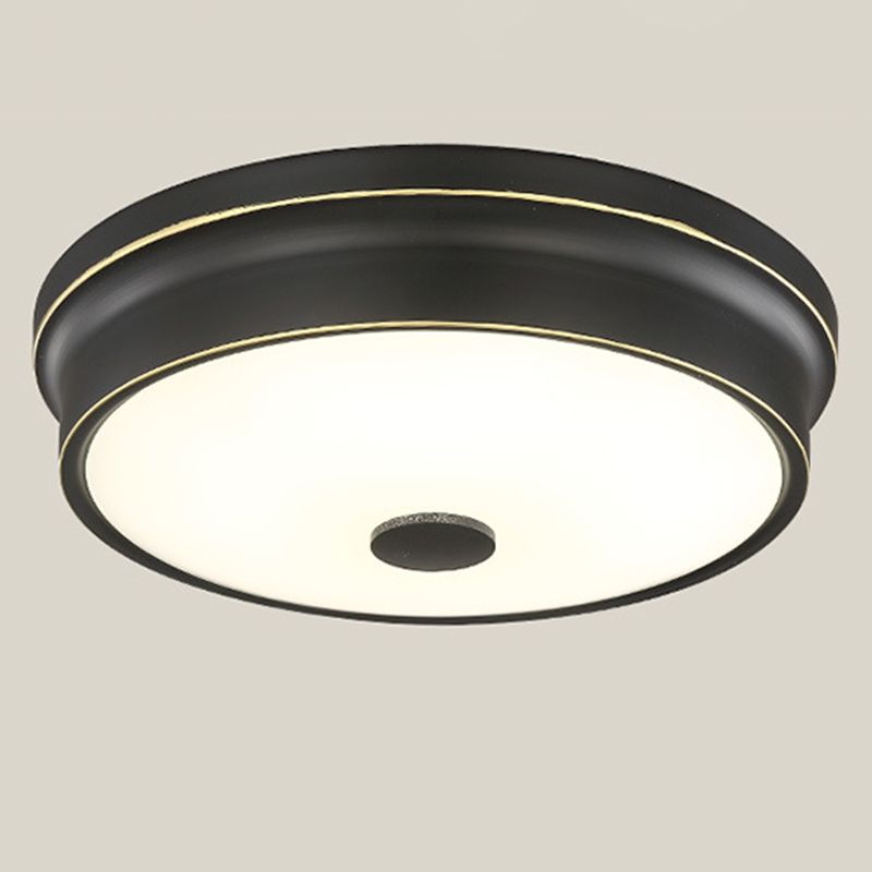 Round Glass Shade Ceiling Lamp Vintage LED Flush Mount Lighting for Bedroom
