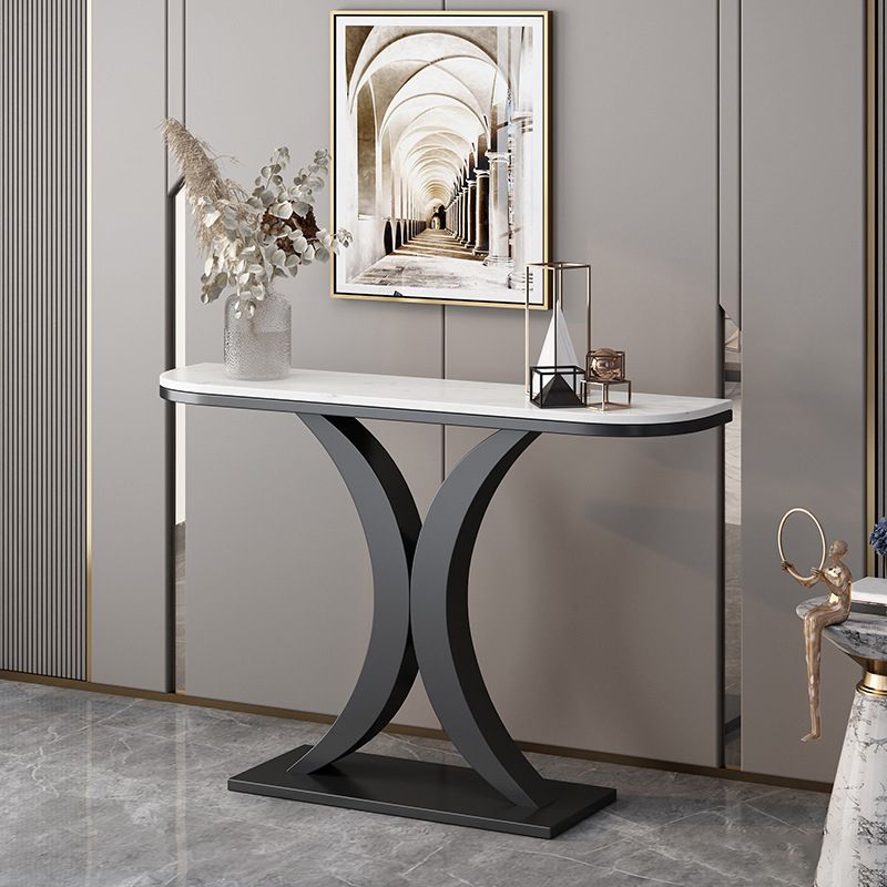 Contemporary Console Accent Table Antique Finish Console Table in Marble