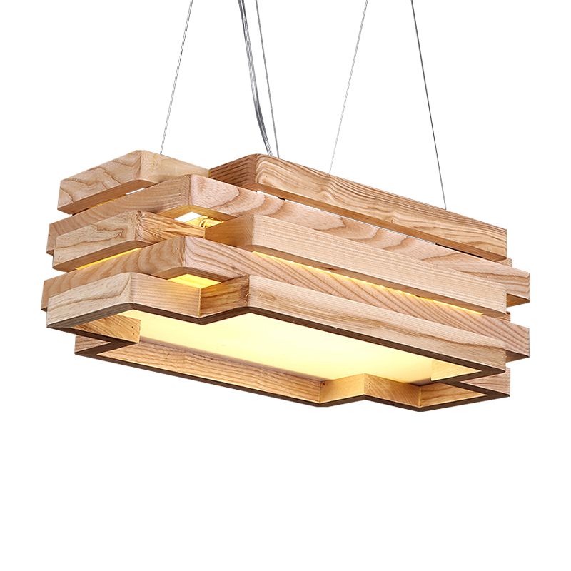Rectángulo de 5 niveles Wood Light Wood Nordic LED LED LED en beige para la estación de té