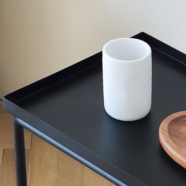 Black/white Modern Style End Table Metal Rectangular Top Side Table with Storage