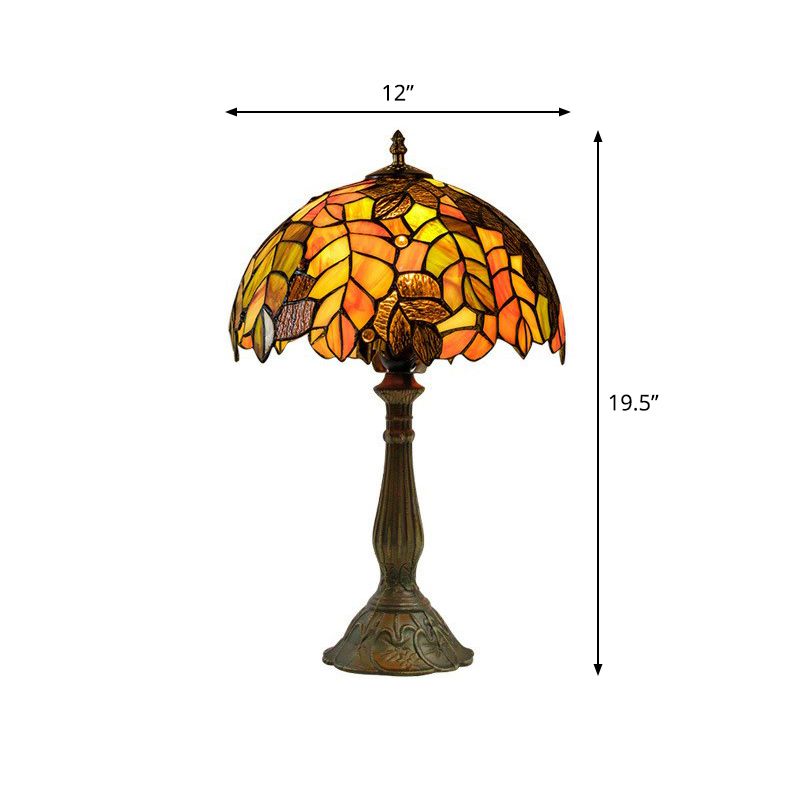 Luce notturna a motivi di uva Light 1-Bulb Tiffany Glass lampada da tavolo tradizionale per camera da letto