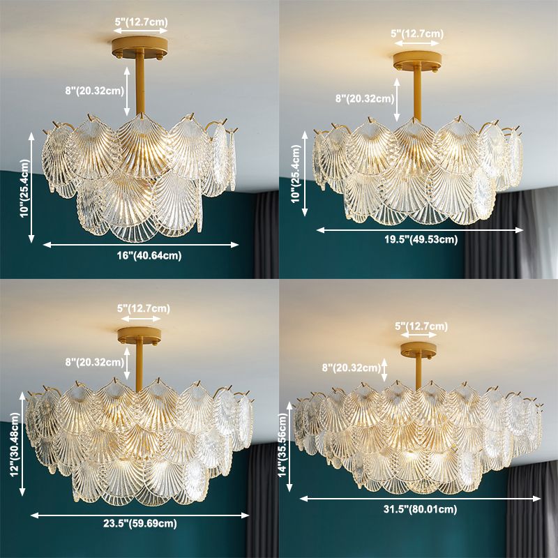 Countryside Style Chandelier Light Glass Multi Head Pendant Light for Living Room