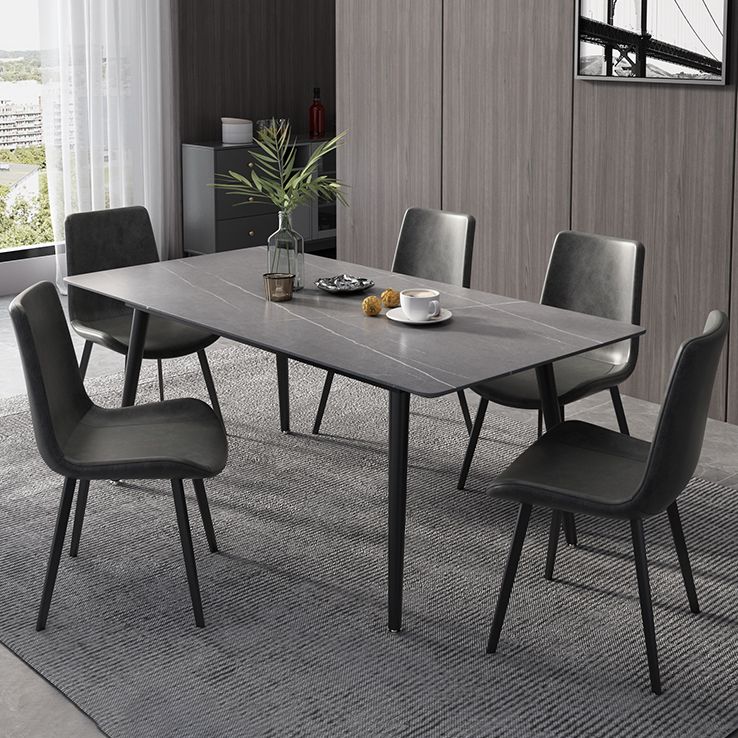 Modern Rectangle Dining Table Sintered Stone 4 Legs Table for Dining Room