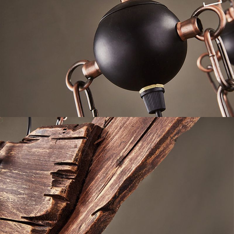 Cylinder Wood Island Pendant Light Industrial Restaurant Island Light Fixture in Distressed Wood