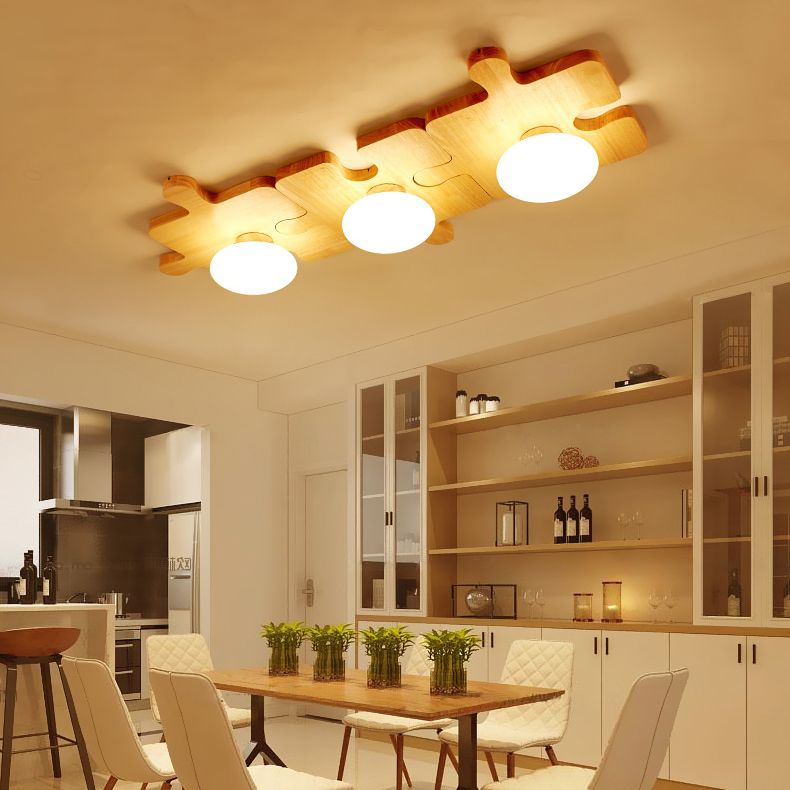 Luz moderna de techo montado en el techo Luz de techo de madera nórdica