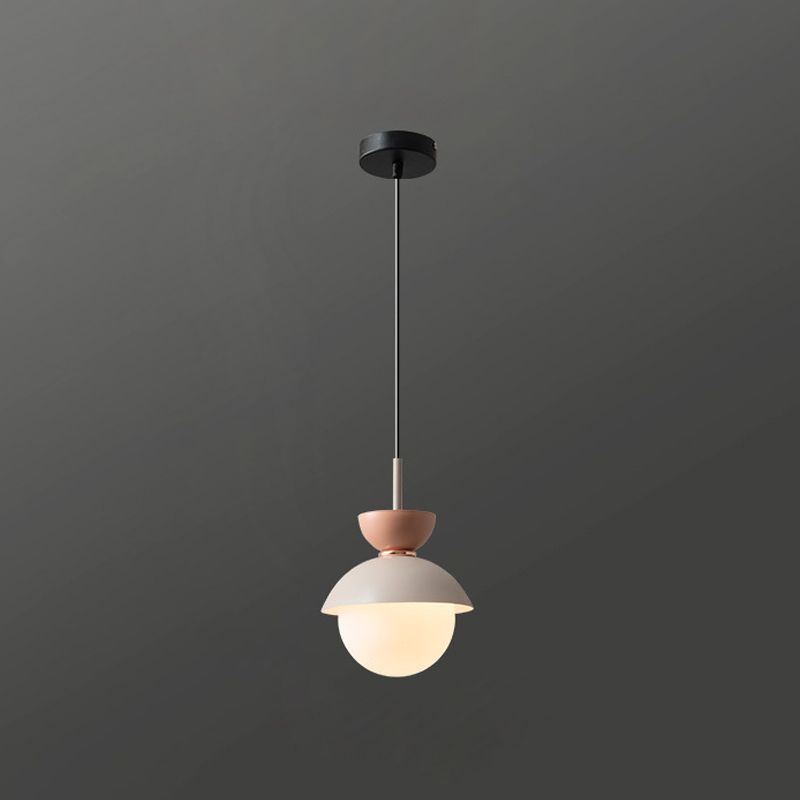 Pendre de chevet de chevet à un seul bulbe Style de macaron petite lumière suspendue avec une teinte en verre