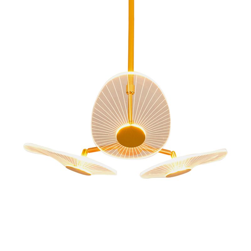 Ovales Kronleuchter leicht modernistische Acryl -LED -Goldhanglampen -Kit in warmem/weißem Licht für Schlafzimmer