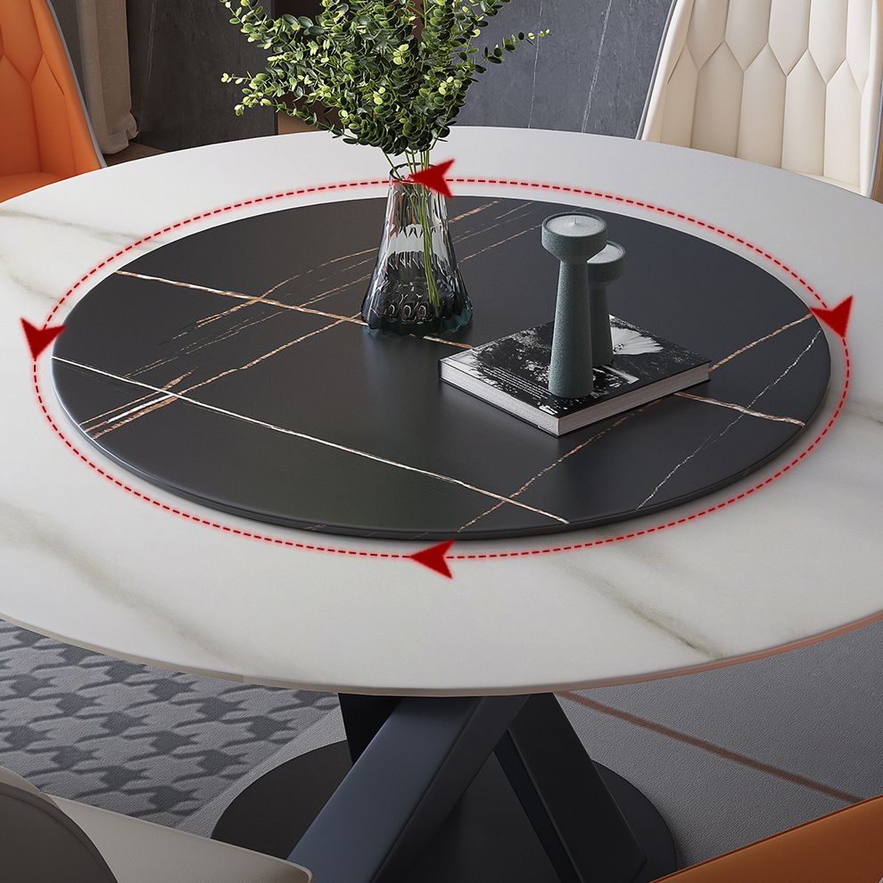 Contemporary Sintered Stone Round Dining Table Kitchen Standard Dining Table with Pedestal Base